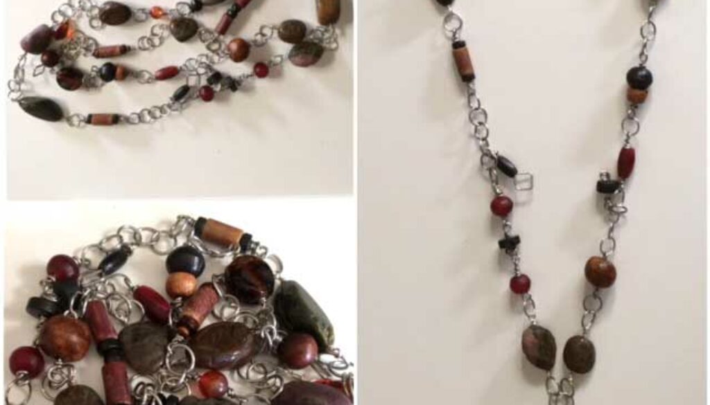 Halsband silverwire mixade pärlor övervägande turmalin